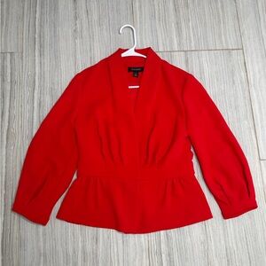 Halogen Blazer Jacket Peplum Red Balloon Sleeve Women's Size XS